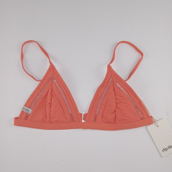 Rhythm Women's My Bralette Triangle Bikini Top Size Medium Spice Orange Swim - Picture 1 of 8